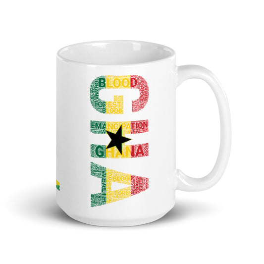 GHA Ghanaian Flag Inspired White glossy mug