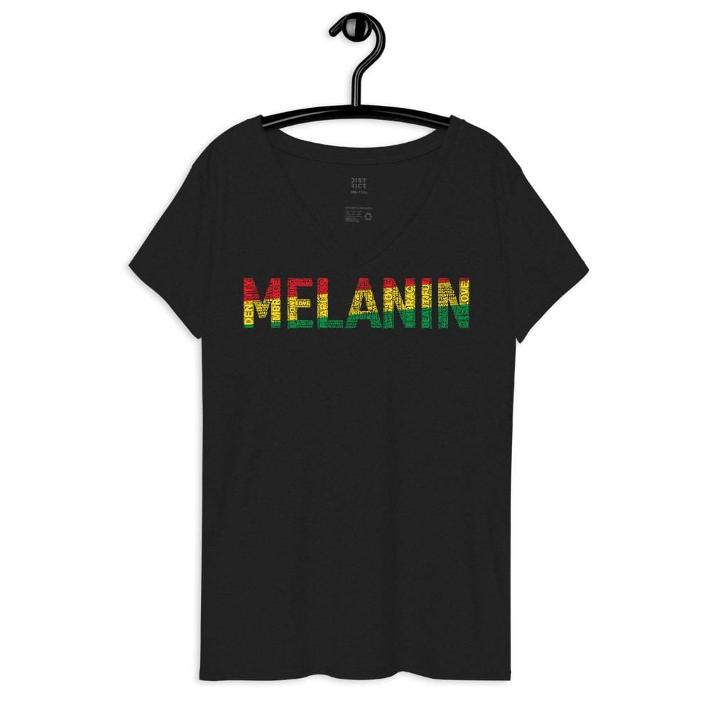 MELANIN WORD CLUSTER Women’s recycled v-neck t-shirt