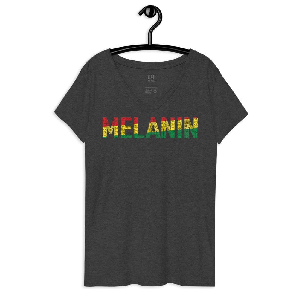 MELANIN WORD CLUSTER Women’s recycled v-neck t-shirt