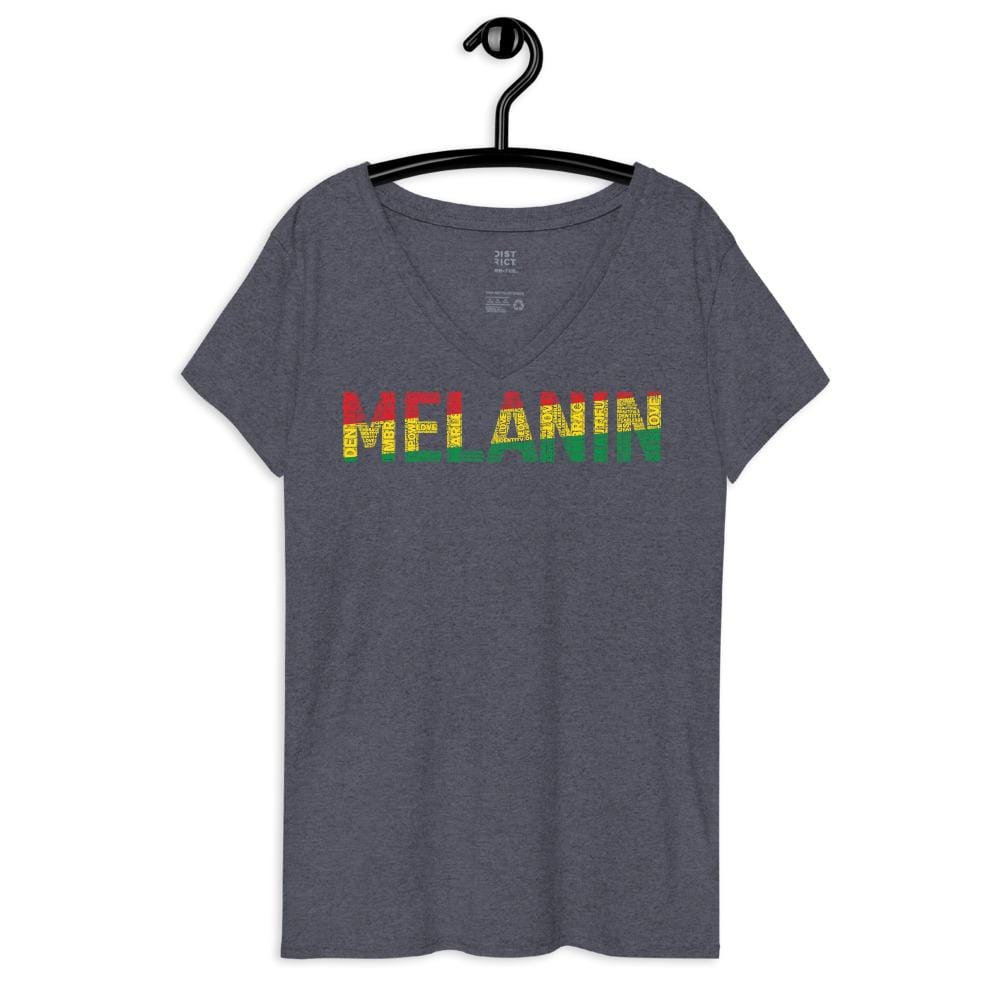 MELANIN WORD CLUSTER Women’s recycled v-neck t-shirt