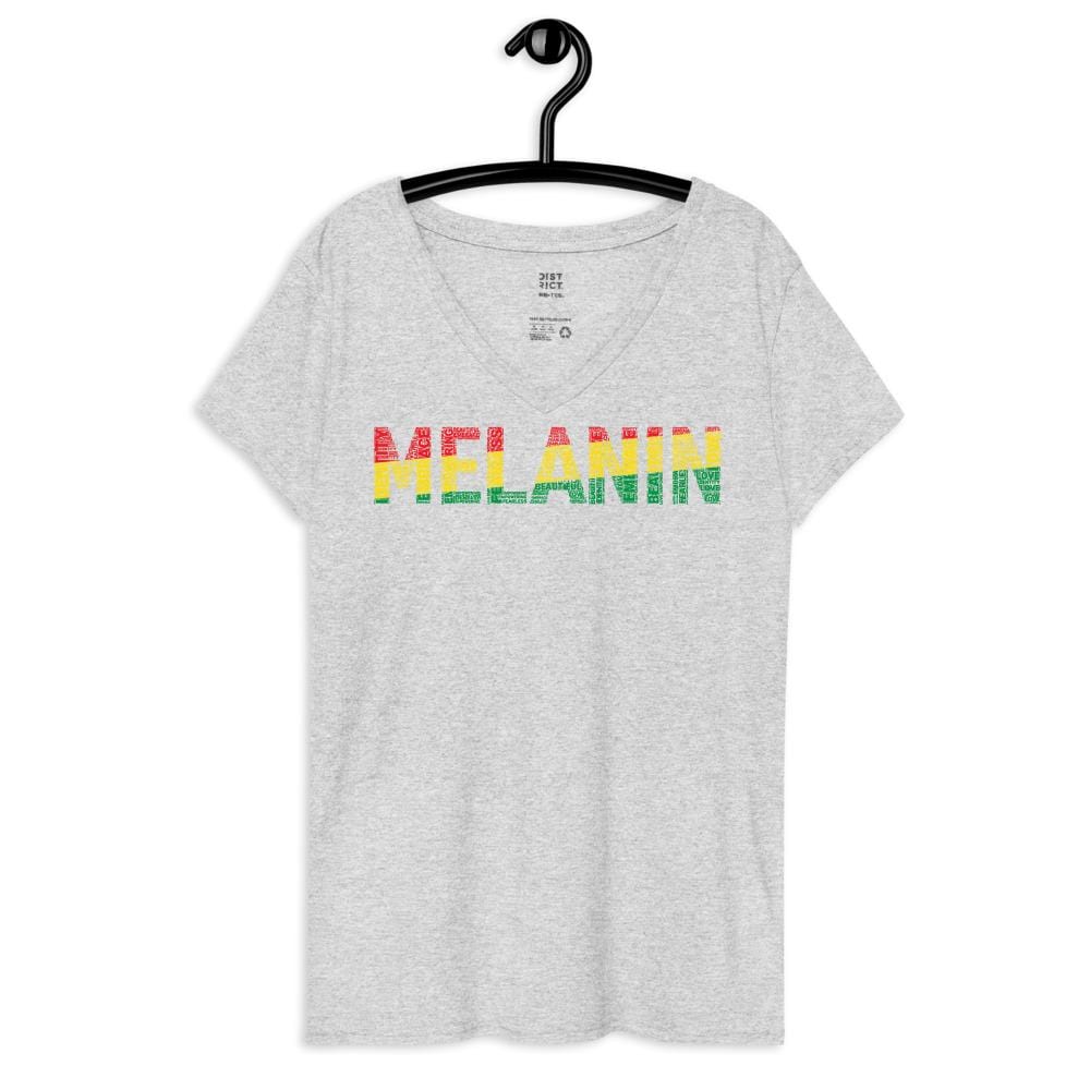 MELANIN WORD CLUSTER Women’s recycled v-neck t-shirt