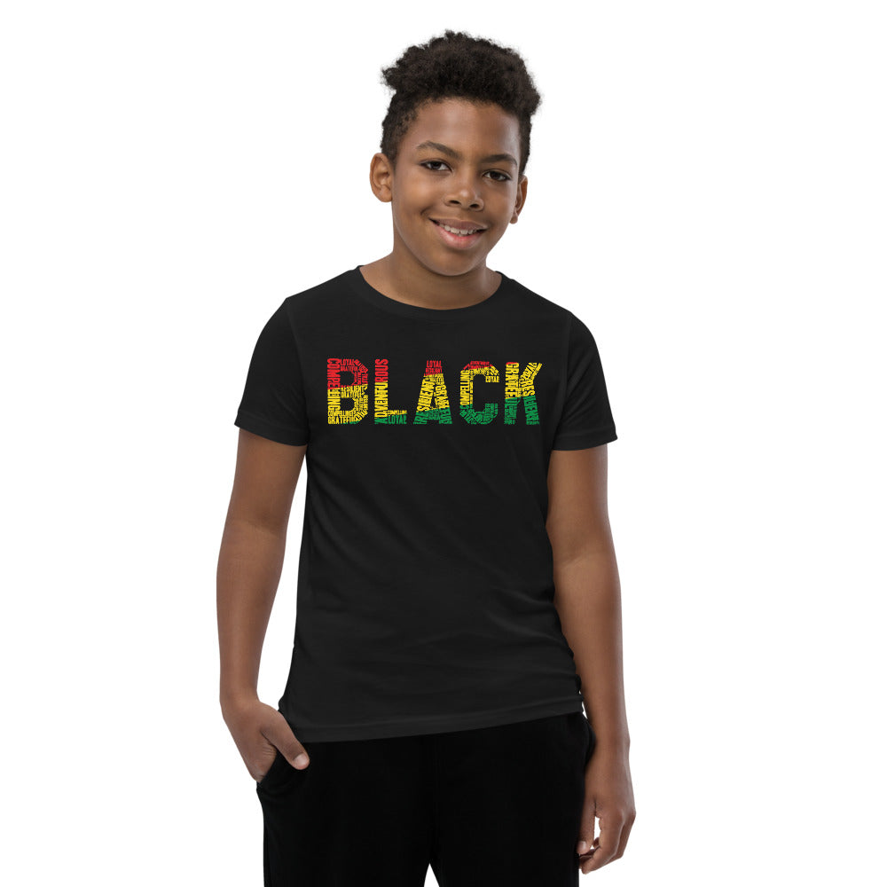 "BLACK" Word Cluster Youth Short Sleeve T-Shirt