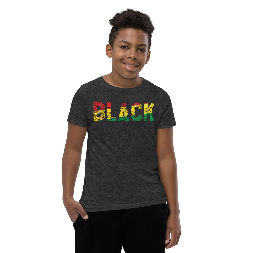 "BLACK" Word Cluster Youth Short Sleeve T-Shirt