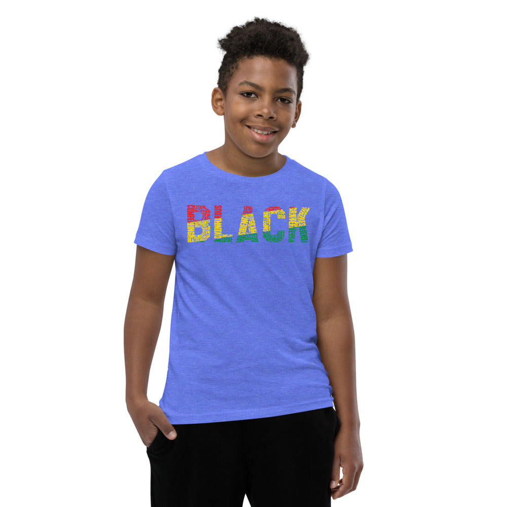"BLACK" Word Cluster Youth Short Sleeve T-Shirt