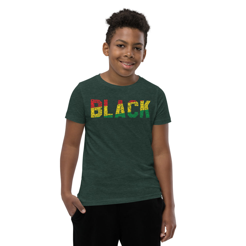 "BLACK" Word Cluster Youth Short Sleeve T-Shirt