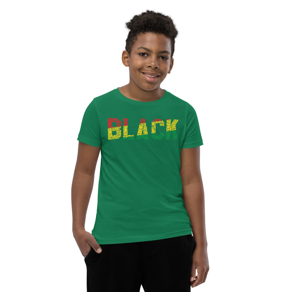"BLACK" Word Cluster Youth Short Sleeve T-Shirt