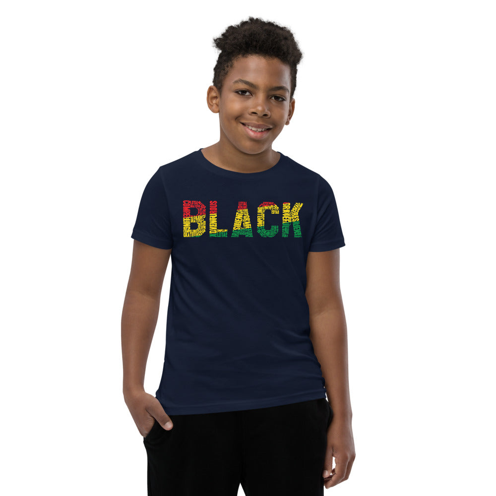 "BLACK" Word Cluster Youth Short Sleeve T-Shirt