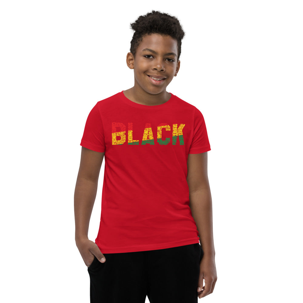 "BLACK" Word Cluster Youth Short Sleeve T-Shirt
