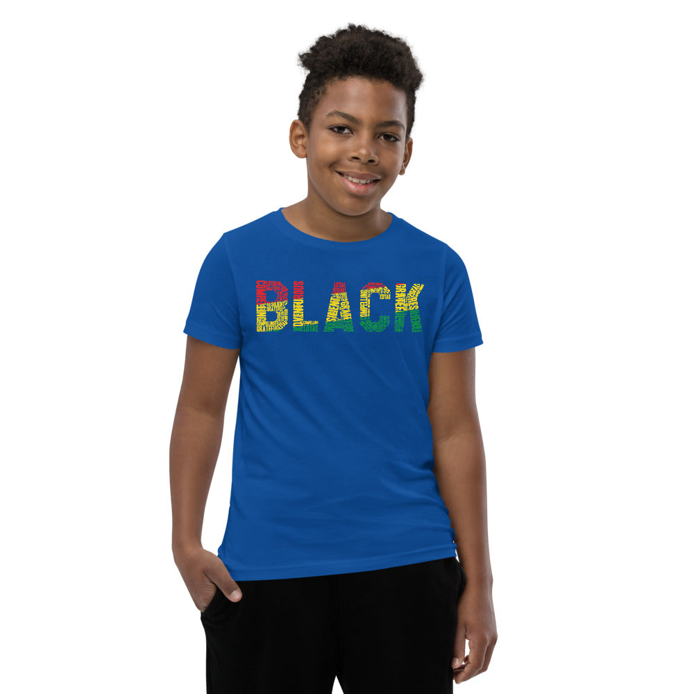 "BLACK" Word Cluster Youth Short Sleeve T-Shirt
