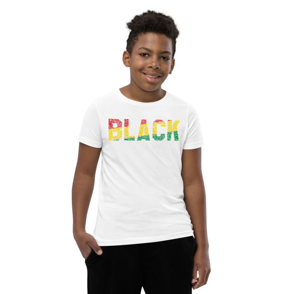 "BLACK" Word Cluster Youth Short Sleeve T-Shirt
