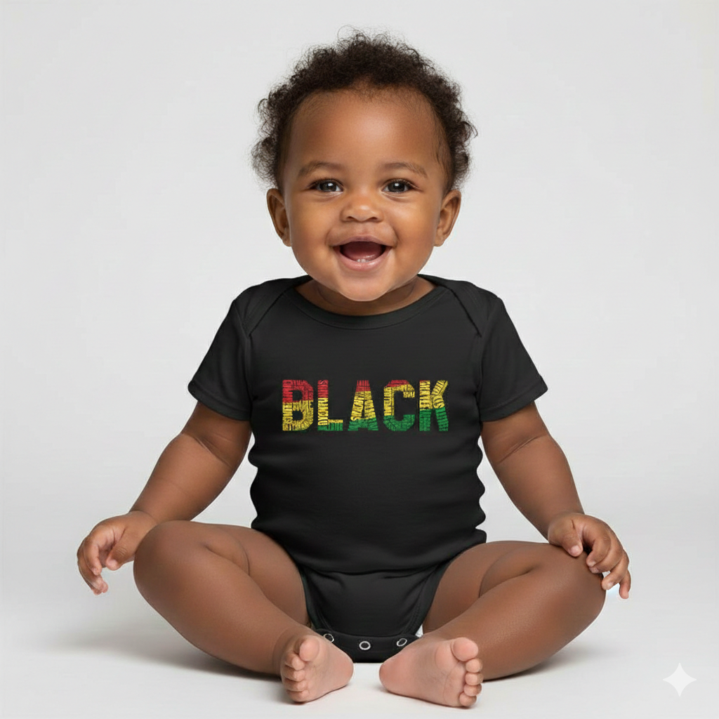 BLACK Word Cluster Baby Onesie