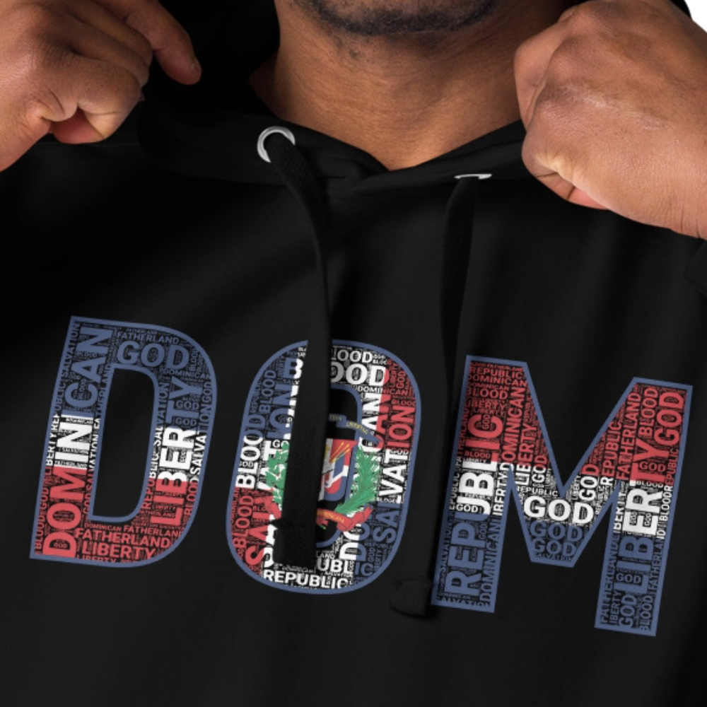 DOMINICAN REPUBLIC National Flag Inspired Word Cluster Unisex Hoodie