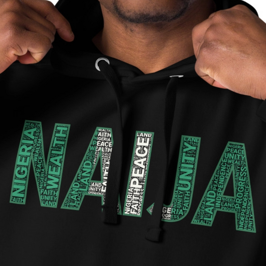 NIGERIA NAIJA Inspired Word Cluster Unisex Hoodie