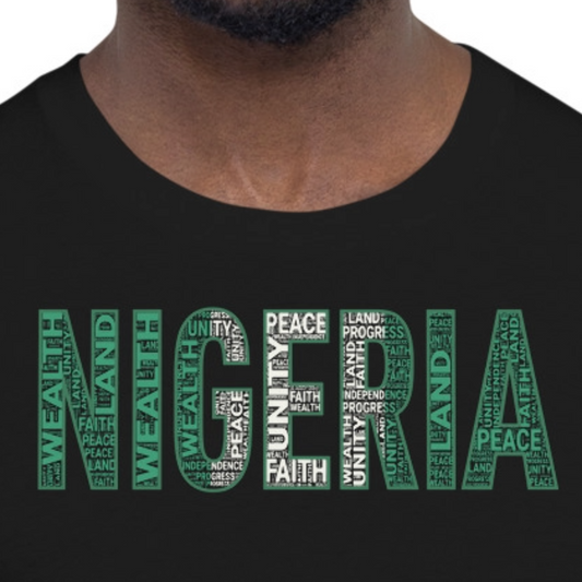 NIGERIA National Flag Inspired Word Cluster Short-Sleeve Unisex T-Shirt