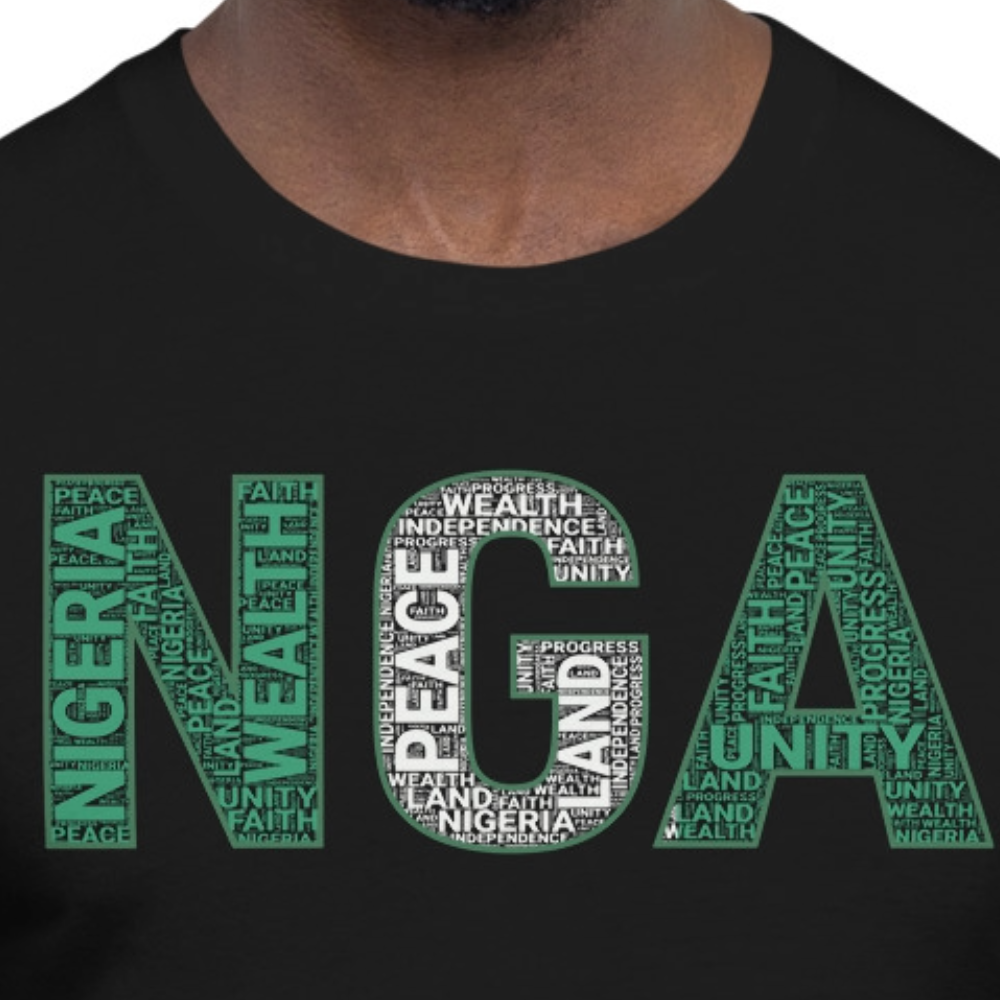 NIGERIA NGA Modern Flag Inspired Word Cluster Short-Sleeve Unisex T-Shirt