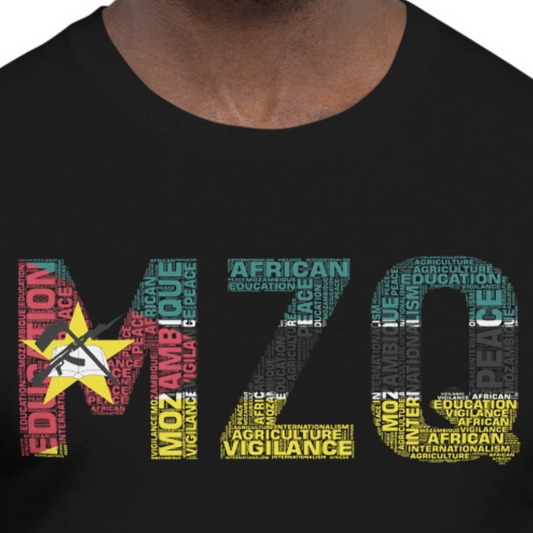 Mozambique National Flag Inspired Word Cluster T-Shirt