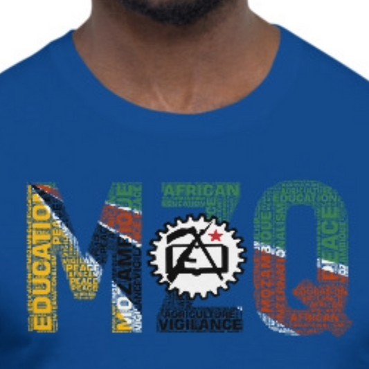 Mozambique 1975 Flag Inspired Word Cluster Unisex T-Shirt (Cogwheel)