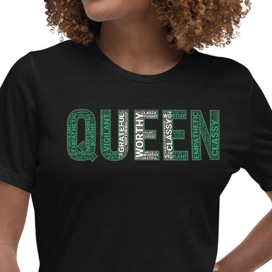 QUEEN Nigerian Inspired Word Cluster Women's Relaxed T-Shirt