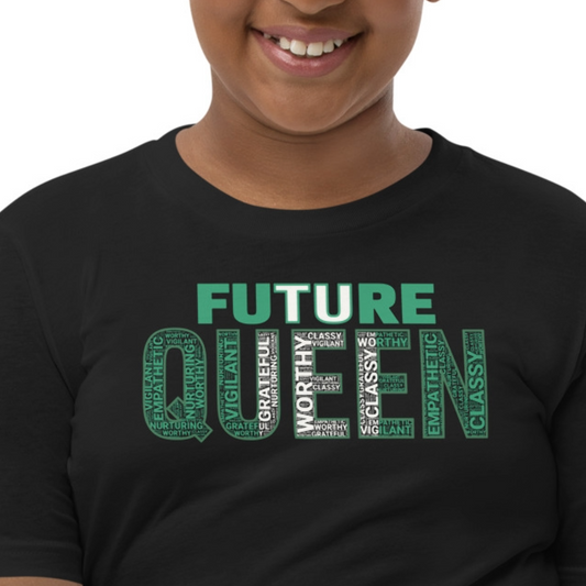 FUTURE QUEEN Nigerian Inspired Word Cluster Youth Short Sleeve T-Shirt