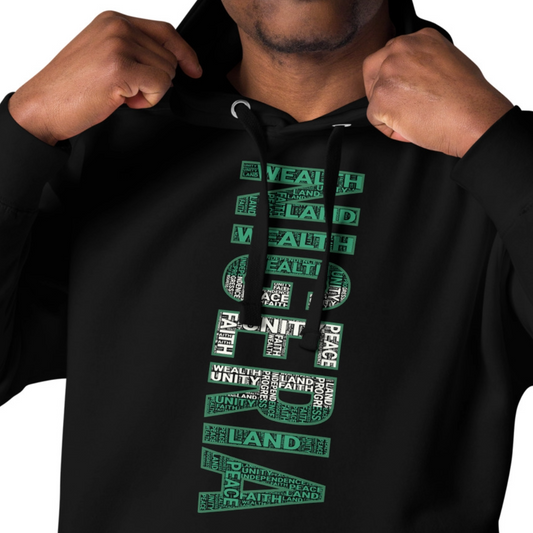 NIGERIA NATIONAL FLAG INSPIRED Word Cluster Unisex Hoodie (Vertical)