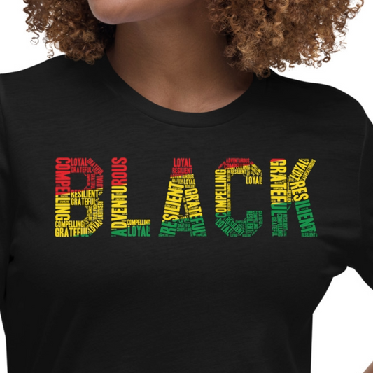 BLACK Pan African Word Cluster Women's Short Sleeve T-Shirt