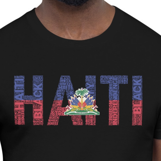 HAITI National Flag Inspired Word Cluster Short-Sleeve Unisex T-Shirt