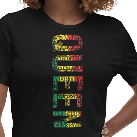 QUEEN Pan African Inspired (Vertical) Women's Short Sleeve T-Shirt
