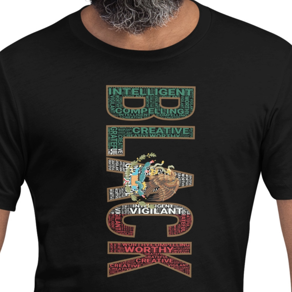 BI-RACIAL BLACK/MEXICAN (VERTICAL) MEXICAN FLAG INSPIRED Short-Sleeve Unisex T-Shirt