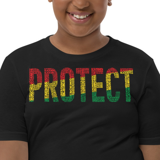 PROTECT Pan-African Word Cluster Youth Short Sleeve T-Shirt