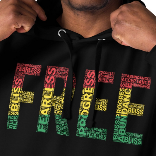 FREE Pan-African Colored Word Cluster Unisex Hoodie