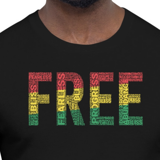 FREE Pan-African Colored Word Cluster Short-Sleeve Unisex T-Shirt