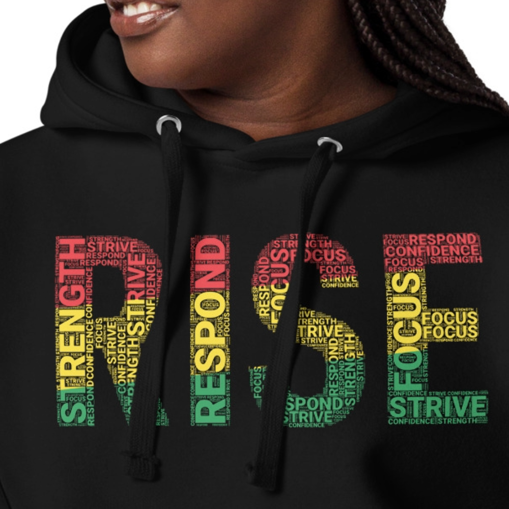 RISE Pan-African Colored Word Cluster Unisex Hoodie