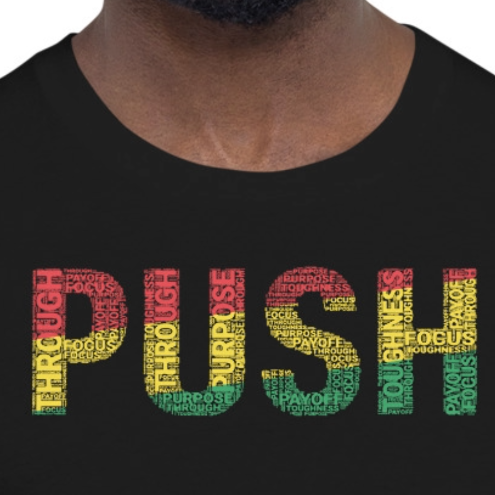 PUSH Pan-African Colored Word Cluster Short-Sleeve Unisex T-Shirt