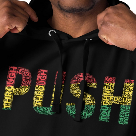 PUSH  Pan-African Colored Word Cluster Unisex Hoodie