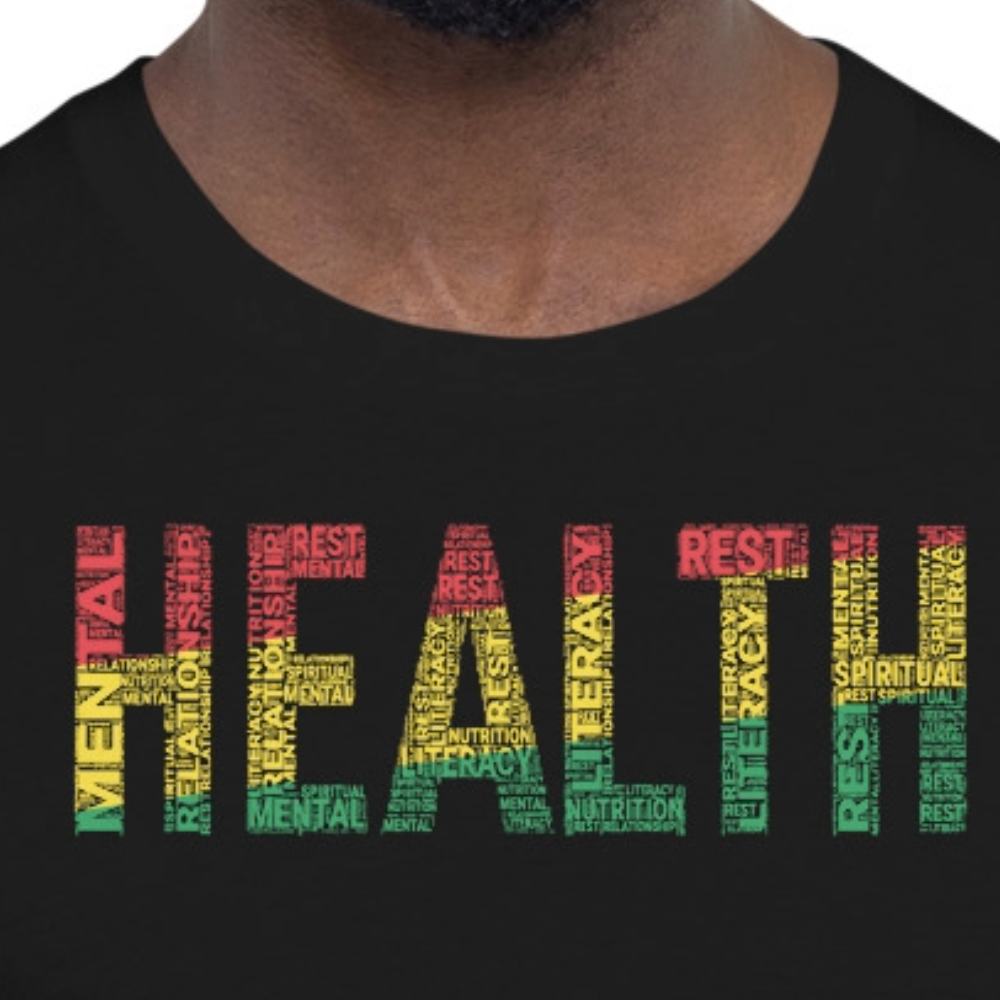 HEALTH Pan-African Colored Word Cluster Short-Sleeve Unisex T-Shirt