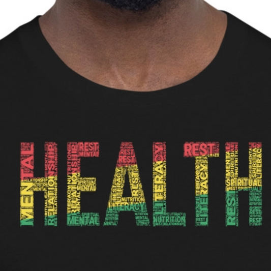 HEALTH Pan-African Colored Word Cluster Short-Sleeve Unisex T-Shirt