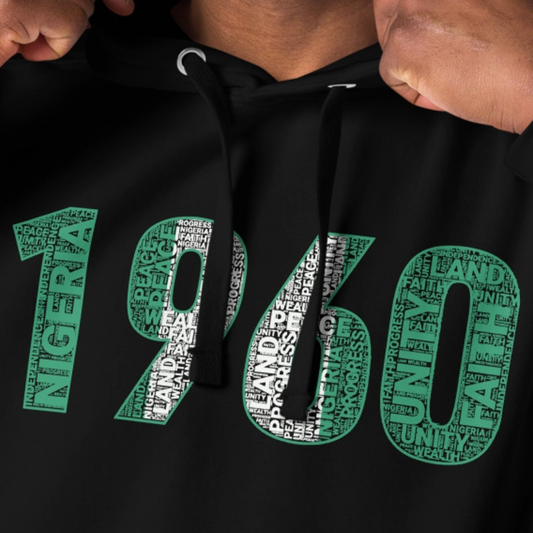 NIGERIA INDEPENDENCE 1960 NATIONAL FLAG INSPIRED Word Cluster Unisex Hoodie