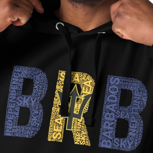 BARBADOS National Flag Inspired Word Cluster Unisex Hoodie