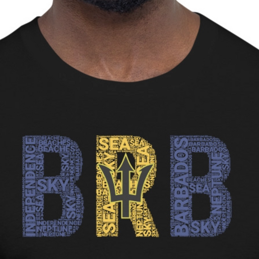 BARBADOS National Flag Inspired Word Cluster Short-Sleeve Unisex T-Shirt