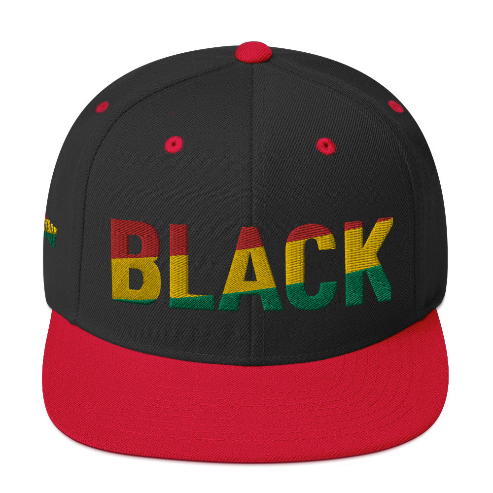 BLACK Snapback Hat with Pan-African Colors