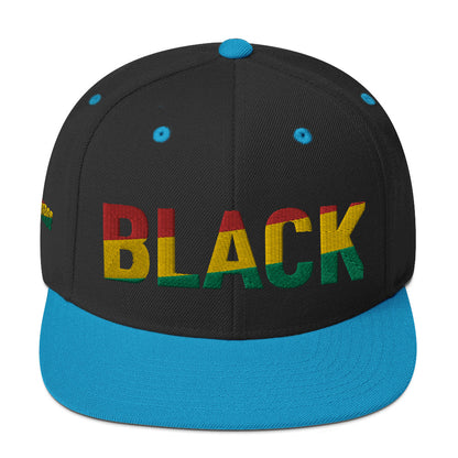 BLACK Snapback Hat with Pan-African Colors