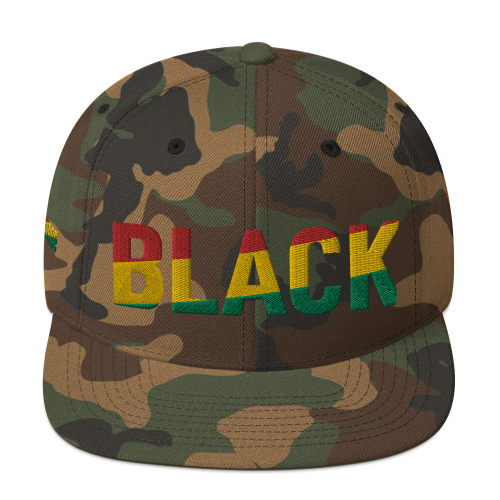 BLACK Snapback Hat with Pan-African Colors