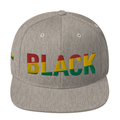 BLACK Snapback Hat with Pan-African Colors