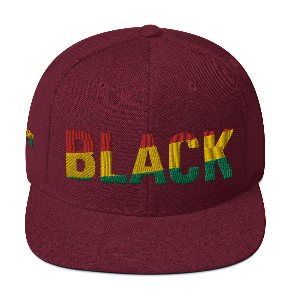 BLACK Snapback Hat with Pan-African Colors