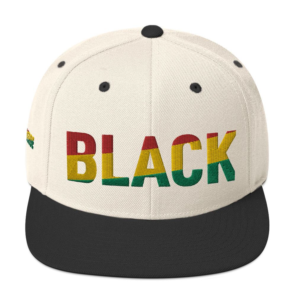 BLACK Snapback Hat with Pan-African Colors