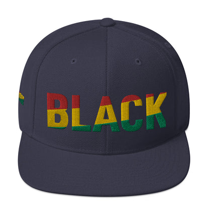 BLACK Snapback Hat with Pan-African Colors