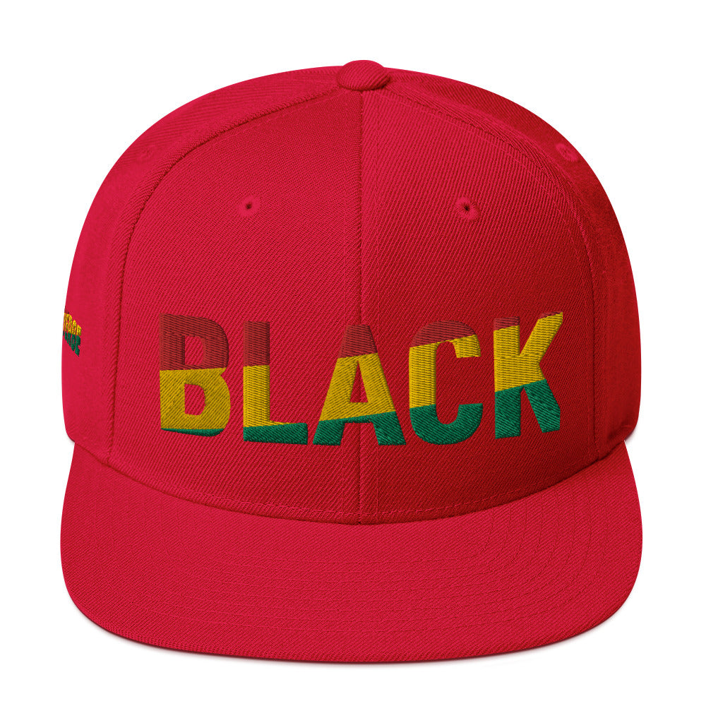 BLACK Snapback Hat with Pan-African Colors