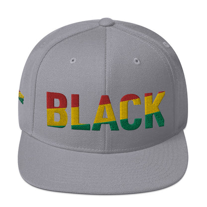 BLACK Snapback Hat with Pan-African Colors