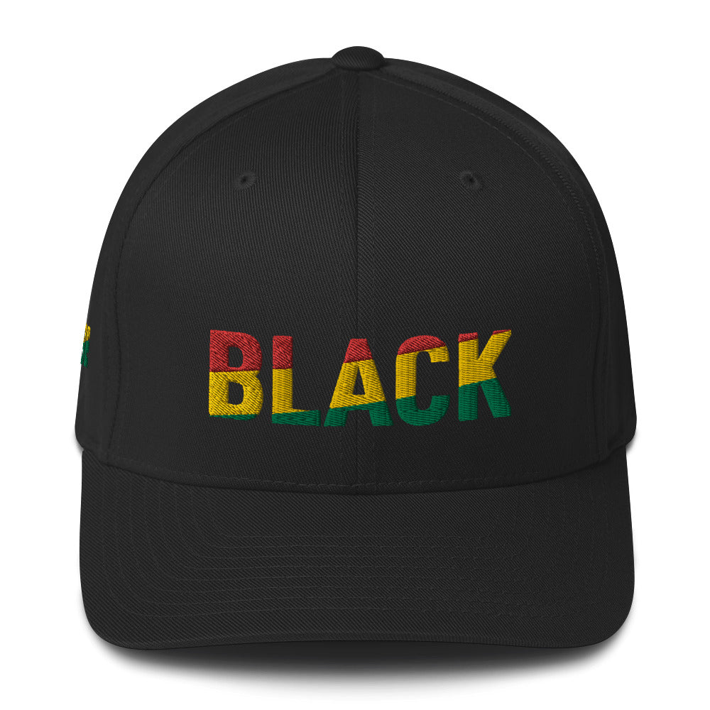 BLACK Pan African Inspired Fitted Structured Twill Cap