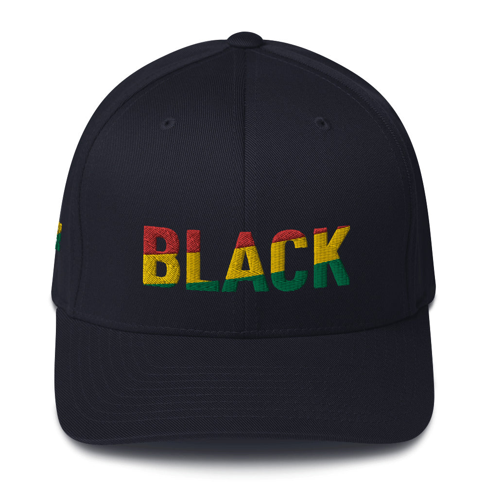 BLACK Pan African Inspired Fitted Structured Twill Cap